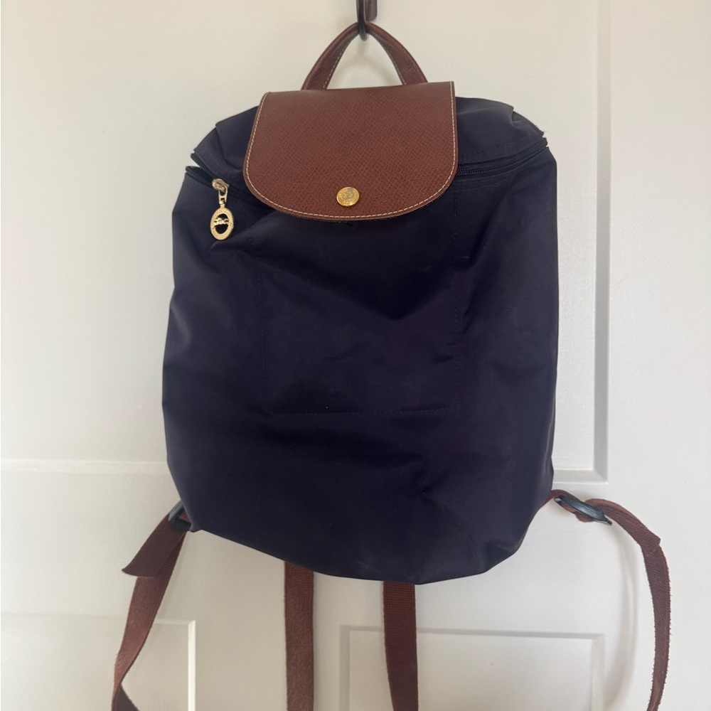 Longchamp Navy and Brown Backpack